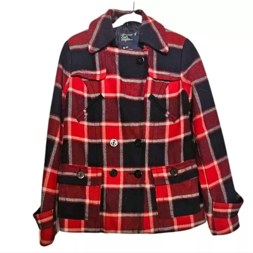 American Eagle Womans Plaids And Checks Winter Coat Size Medium